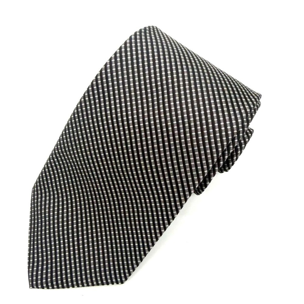 Brooks Brothers 346 Silk Tie Mens Gray Black Diagonal Woven Stripe Italy USA